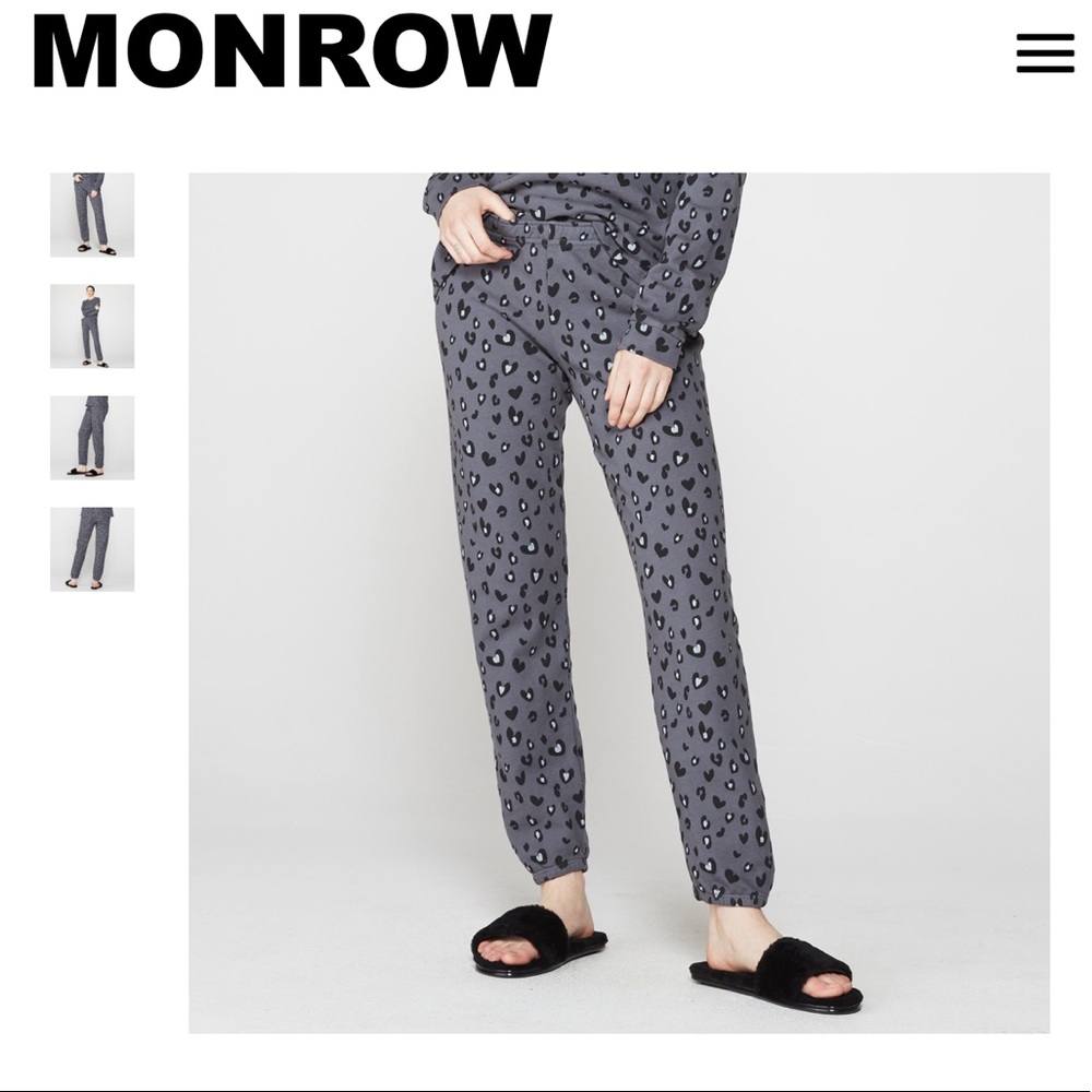 Monrow Leopard Heart sweatpants
